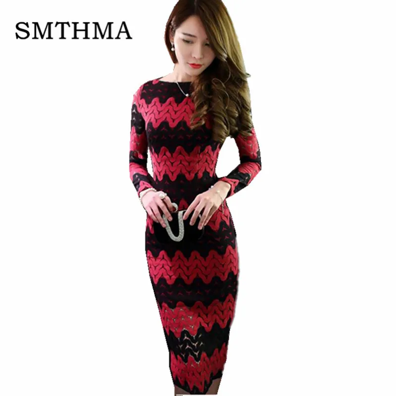 

SMTHMA HIGH QUALITY New Fashion Runway 2019 Designer Sexy backless Dress Split Patchwork Lace Dress
