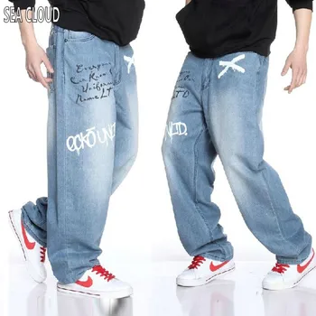 

82 Male straight hip hop jeans plus size brief hiphop hip-hop casual loose trousers superman fat long trousers