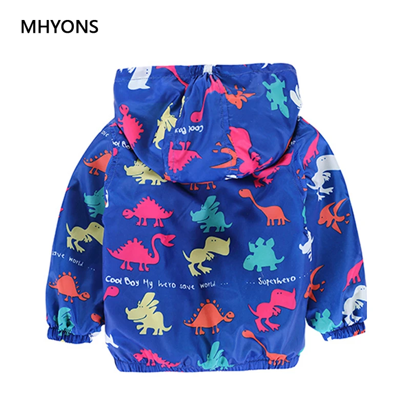 MHYONS/весеннее Детское пальто с милым динозавром; Осенняя детская куртка; Верхняя одежда для мальчиков; пальто; ветровка для активных мальчиков; одежда для малышей