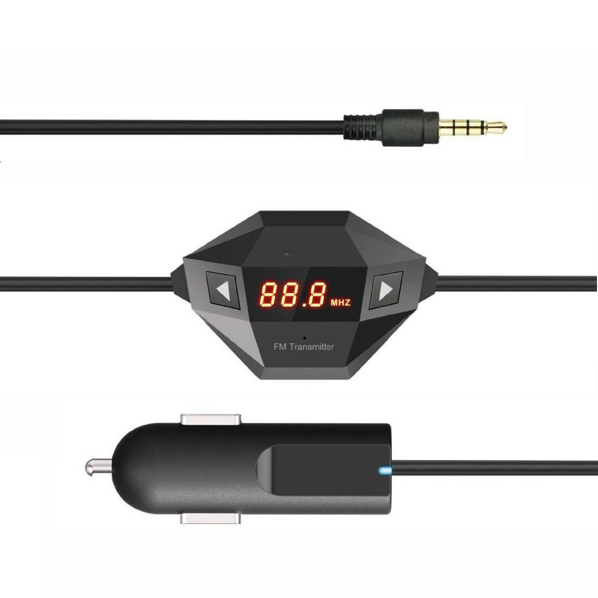 

zebra car Wireless FM Transmitter Radio Car Kit for Smart Phones bundle with 3.5mm Audio Plug and Car Charger, Black