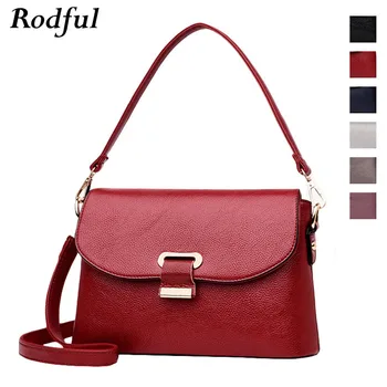 

Rodful small soft crossbody messenger bag women's genuine leather shoulder bag female black wine purple satchel handbag ladies