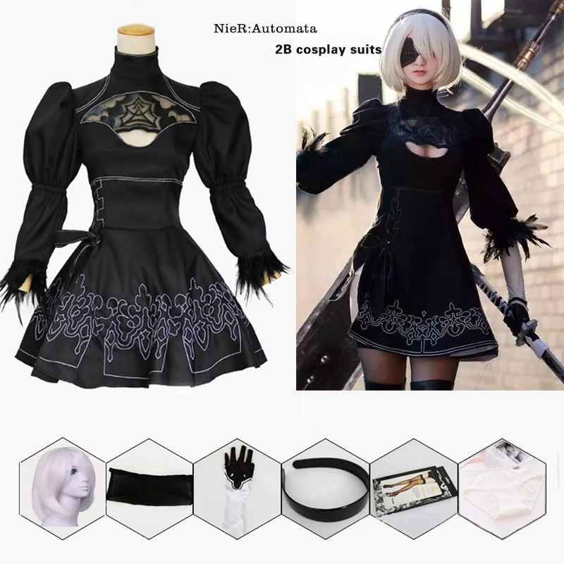 NieR Automata 2B девушка косплей платье сексуальный наряд аниме игровой костюм женский