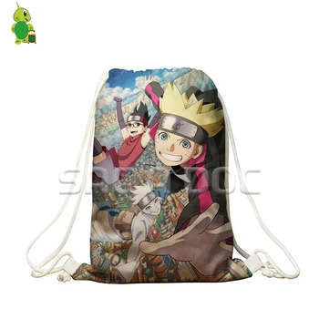 

Anime Naruto/Boruto Drawstring Bag 3D Naruto Sasuke Printing Softback Travel Bags for Teenage Boys Girls School Storage Bags