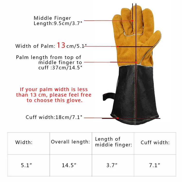OZERO перчатки для барбекю рабочие сварочные перчатки из коровьей кожи безопасные антистатические садовые перчатки с длинным рукавом для мужчин 1101