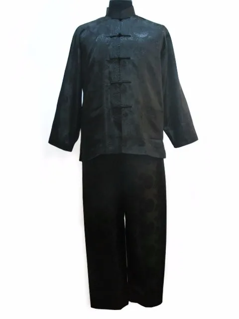 Темно-синий китайский традиционный мужской костюм кунг-фу, атласные комплекты Wu Shu, тайцзи, Униформа, рубашка и штаны, Размеры S M L XL XXL XXXL MS015