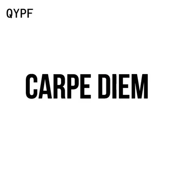 

QYPF 17.2CM*3.5CM Fashion Car Styling Carpe Diem English Words Vinyl Car Sticker Decal Black Silver C15-2139