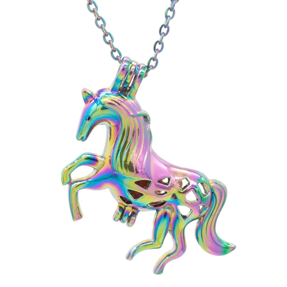 Aliexpress.com : Buy REYOW 1pcs Rainbow Color Unicorn Bead Pearl Cages Locket Pendant Perfume ...