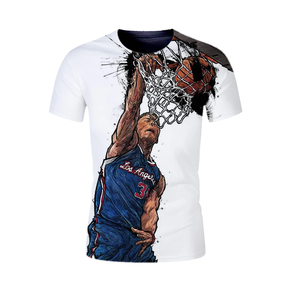 

O-Neck Spring WhiteTshirts Mens Los Basketball Fans Tee ShirtMens Teens pullover Streetwear Boys Tshirt Men Sport wear Clothes
