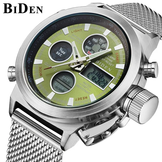 

BIDEN Mens Watches Top Brand Luxury Quartz Watch Men Digital Analog Dual Display LED Men's Military Watches Relogio Masculino