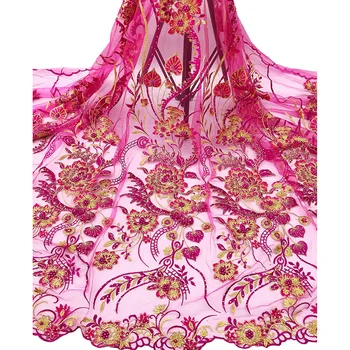 

Wonderful flowers pattern with sequins and beads 3D net lace for wedding AFL15,Free shipping good quality French Lace Fabric