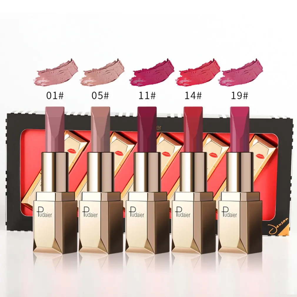 

Pudaier Matte Velvet Matte Lipstick Lip Glaze Non-stick Cup Waterproof Non-fading Lasting Makeup Supplies