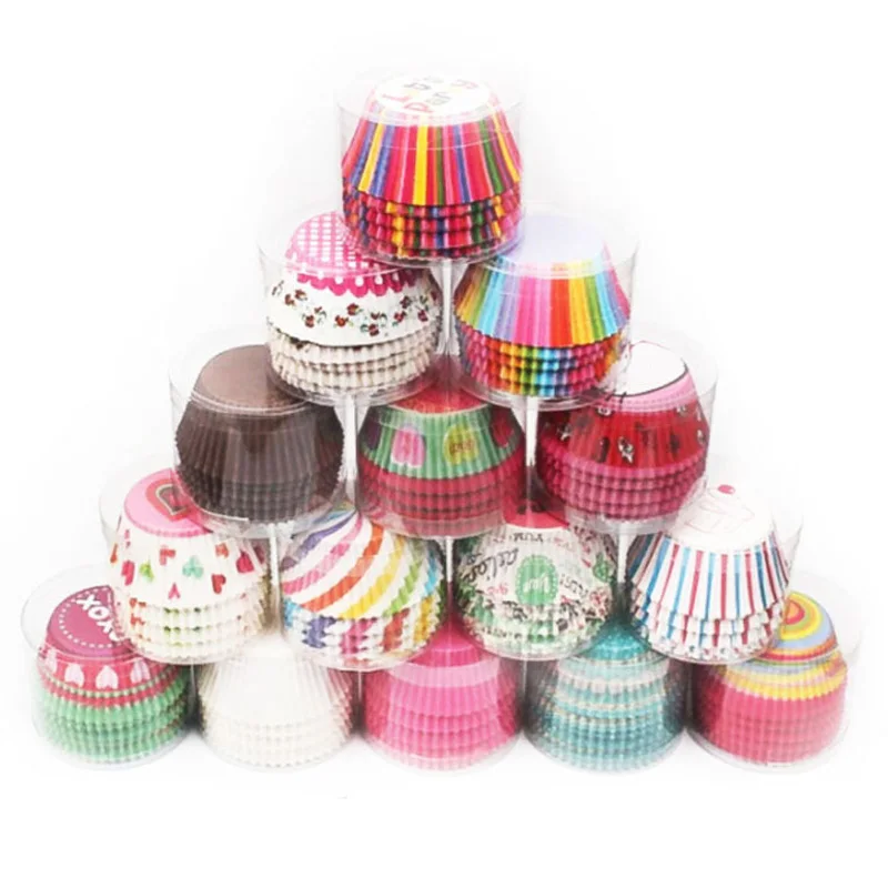 

100PCS Multicolor Anti-oil Muffin Cupcake Paper Cups Cake Decorating Tools Party Tray Cake Mold Baking Accessories Cupcake Liner