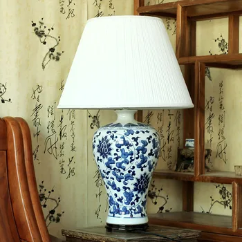 

Blue and white Art Chinese porcelain ceramic table lamp bedroom living room wedding table lamp Jingdezhen led lamp table