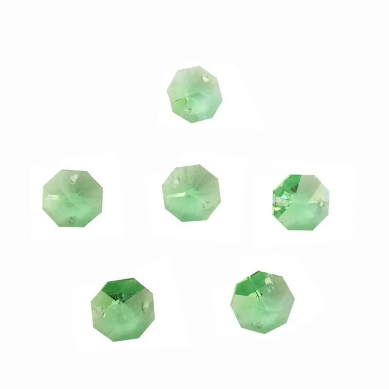 2000 шт/партия, светло-зеленый 14 мм Хрустальные стеклянные Восьмиугольные бусины в 2 отверстия для украшения дома аксессуары