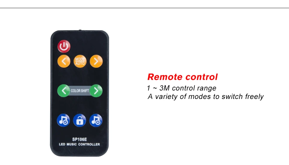 9 Key LED Music IR Remote Controller SP106E DC 5V-12V  (2)
