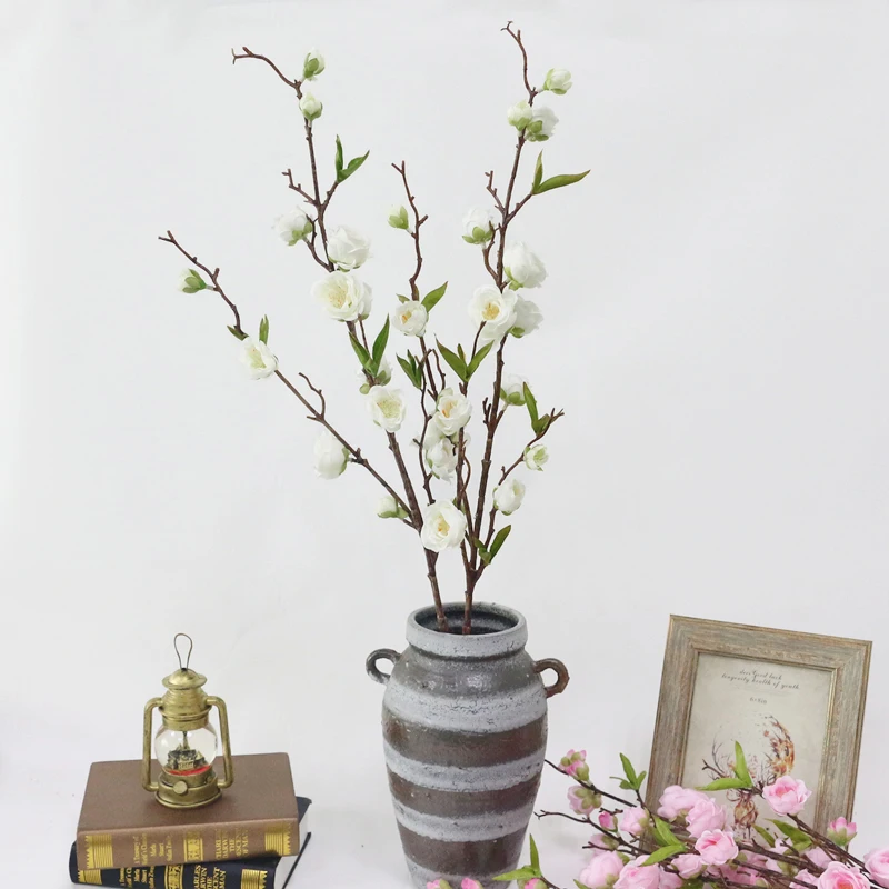 JAROWN Artificial Flowers For Plum Blossom Fake Leaves Table Arrange Silk Flowers For Wedding Home Party Decoration Accessory  (6)
