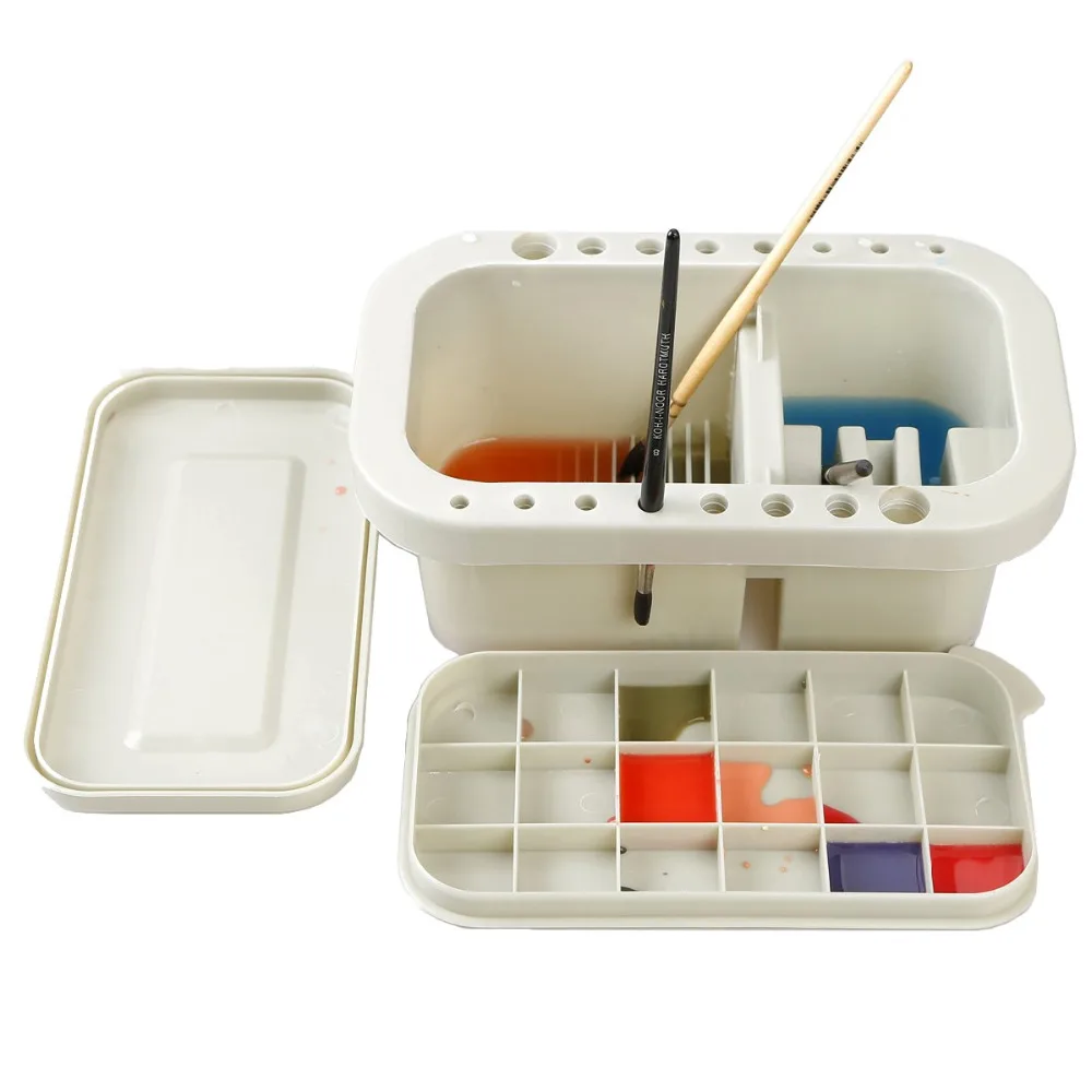 Billig MyLifeUNIT Multifunktions Pinsel Becken mit Pinsel Halter und Palette Aquarell Stift Acryl öl Pinsel Waschen Stift Eimer