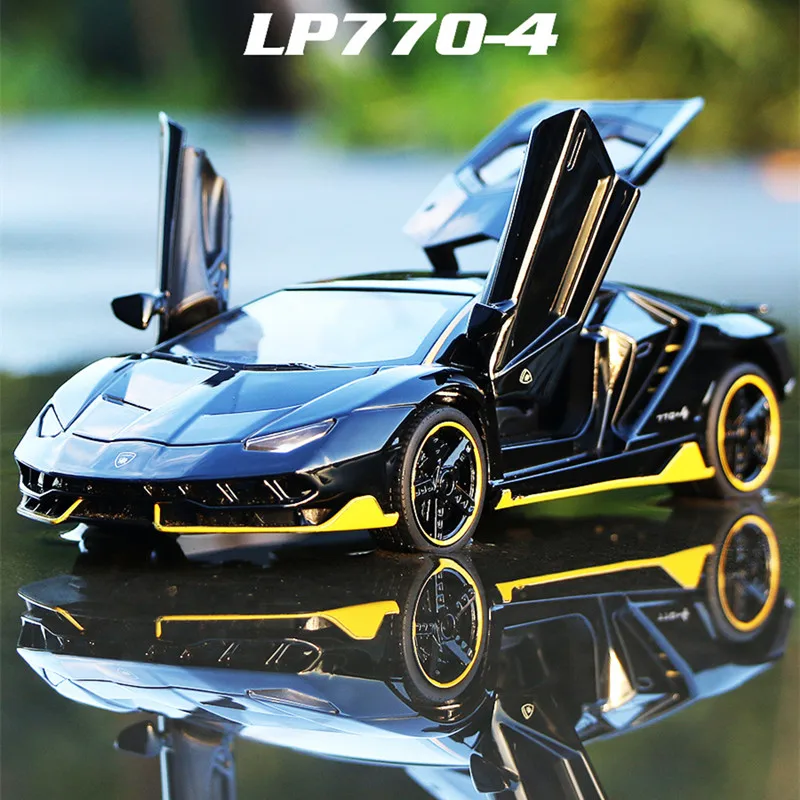 Led Flash LP770 1:32 Lamborghinis Car Alloy Sports Car Model Diecast Sound Super Racing Lifting Tail Hot Car Wheel For Children 21cm sound light excavator mixer truck model 1 36 alloy diecast engineering vehicle educational toy car for boys children y185