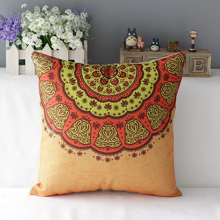 Nordic Style Cushion Tropical Mandala Print Cotton Linen Throw Pillow Decorative Pillowcase For Sofa Car Home Kussenhoes