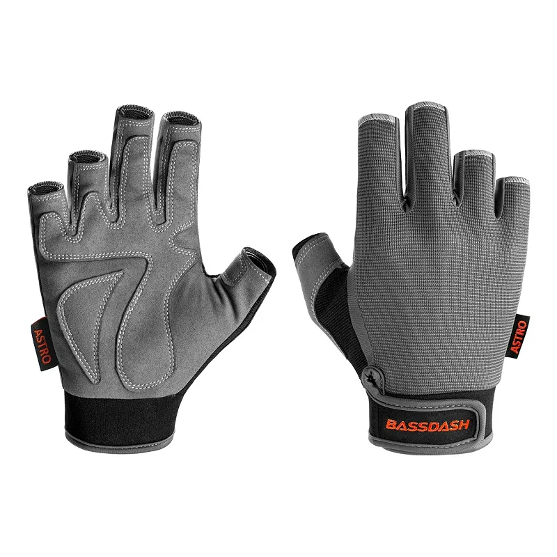 Bassdash Astro сверхпрочные перчатки для рыбалки, мужские женские перчатки без пальцев для игры, рыбалки, каякинга, гребли, парусный спорт - Цвет: Светло-серый