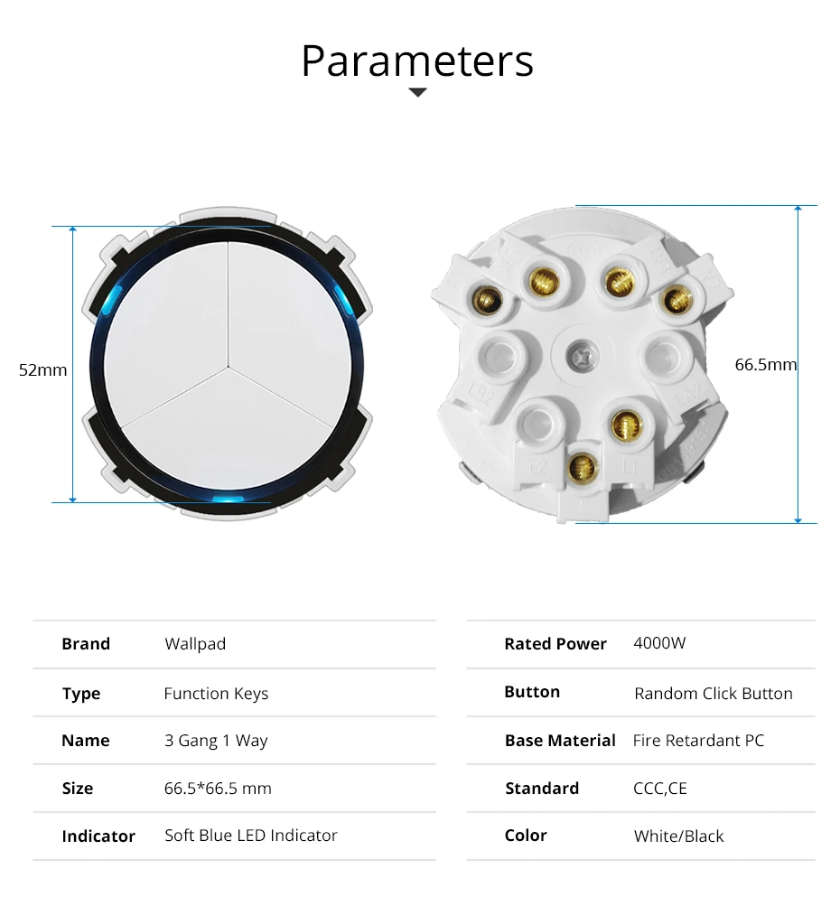 Wallpad 3 банды 1 способ настенный светильник светодиодный индикатор-переключатель функция ключ только свободное сочетание