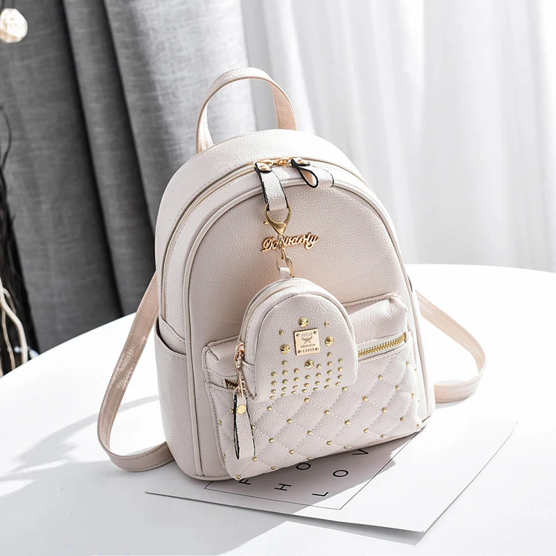 

Mini Backpacks Women PU Leather Cute Small Backpack Female White Back Pack Black Backpacks for Teen Girls Fashion Bagpack Woman