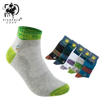 

PIER POLO socks 5 Pairs New embroidered men socks Color business men's pure cotton polo socks Meias Harajuku Happy Hemp Socks