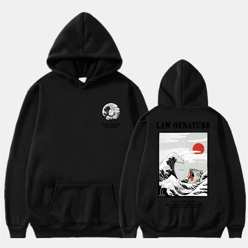 Online Las más nuevas sudaderas con capucha japonesas divertidas con estampado de onda de gato 2019 invierno estilo japonés Hip Hop Casual sudaderas KODAK Streetwear
