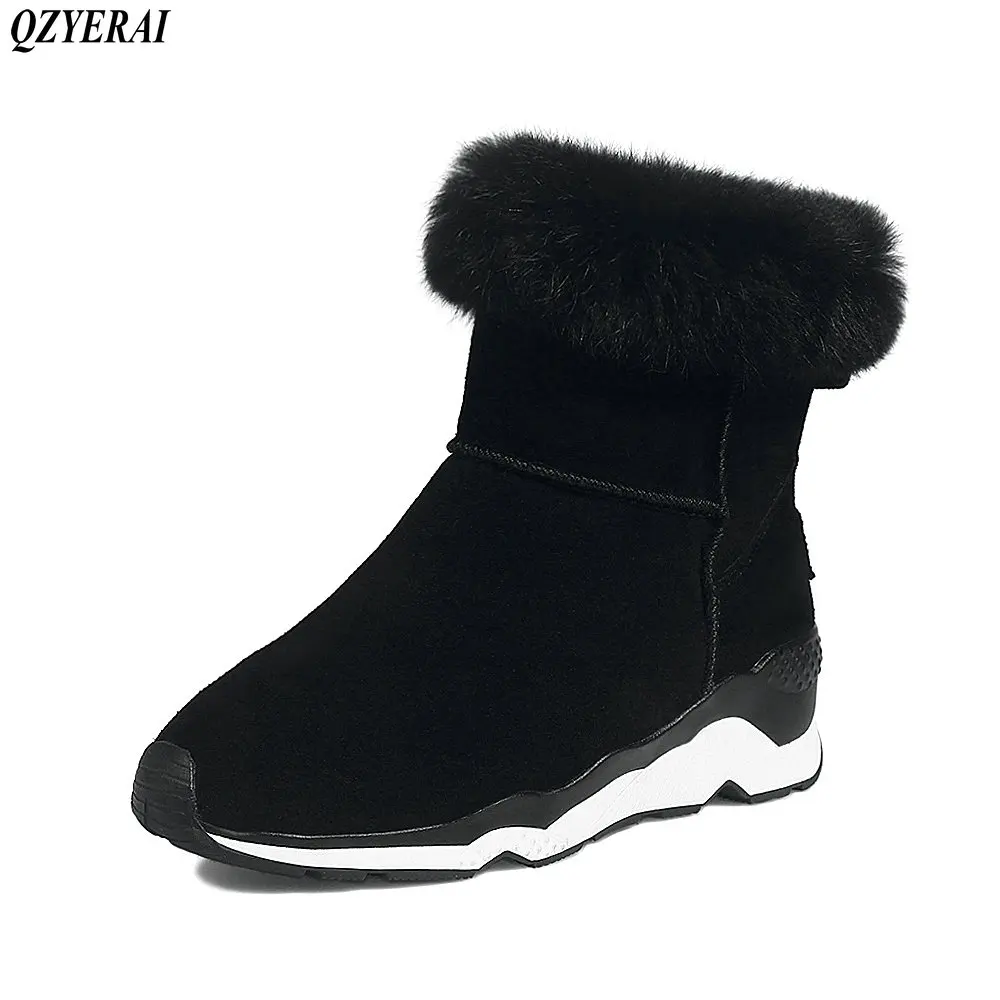 

QZYERAI 2018 Autumn/winter new products real leather snow boots cowskin ankle boots and boots Snow boots size 34-40