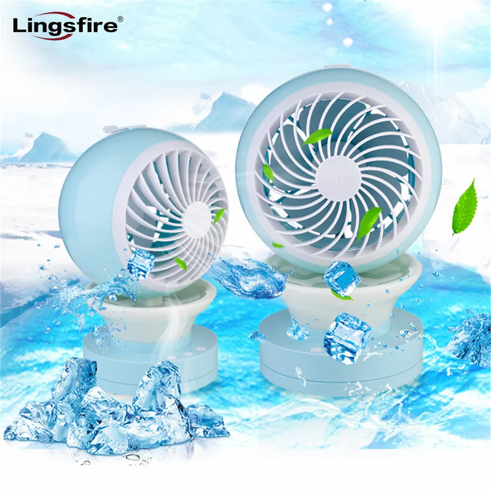 

USB Desk Fan 2 Speeds Misting Fan Personal Mini Fan with 7 Colors LED Lights Changing Mood Lamp for Home Office Bedroom