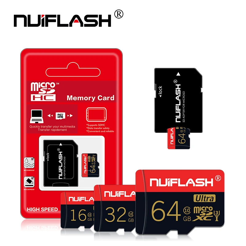 Модные nuiflash карты памяти 64 ГБ и 128 ГБ U3 80 МБ/с. 32 GB Micro sd Card Class10 флэш-карты памяти Microsd TF/sd карты s для планшетных ПК