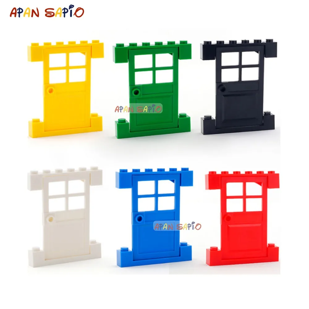 

12Suit/lot DIY Building Blocks Door and Window 6Color Special part Bricks Size Compatible With brands kids Toys Educational