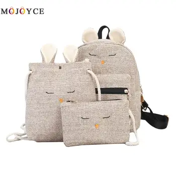 

3pcs/set Line backpack women Preppy Style Cute Rabbit Ears teenagers composite school back pack travel