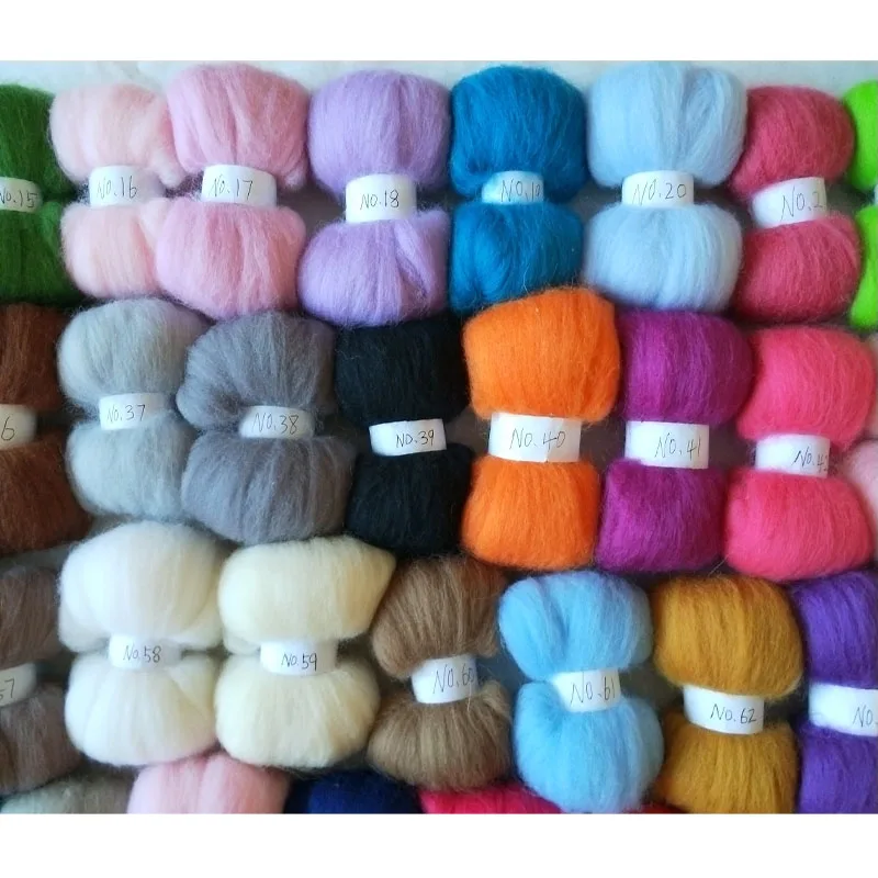 WFPFBEC 127 colors needle felting wool for roving wool fiber combed 100% merino felt 635g 5g/color alpaca Curly Fiber