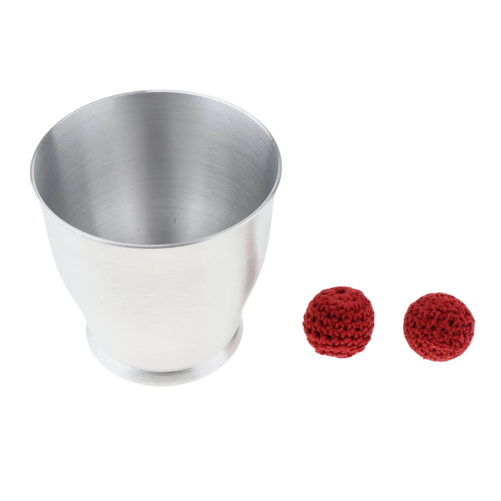 Funny Aluminum Alloy Chop Cup Wide Mouth Cup And Red Balls Close Up Magic Props Accessory