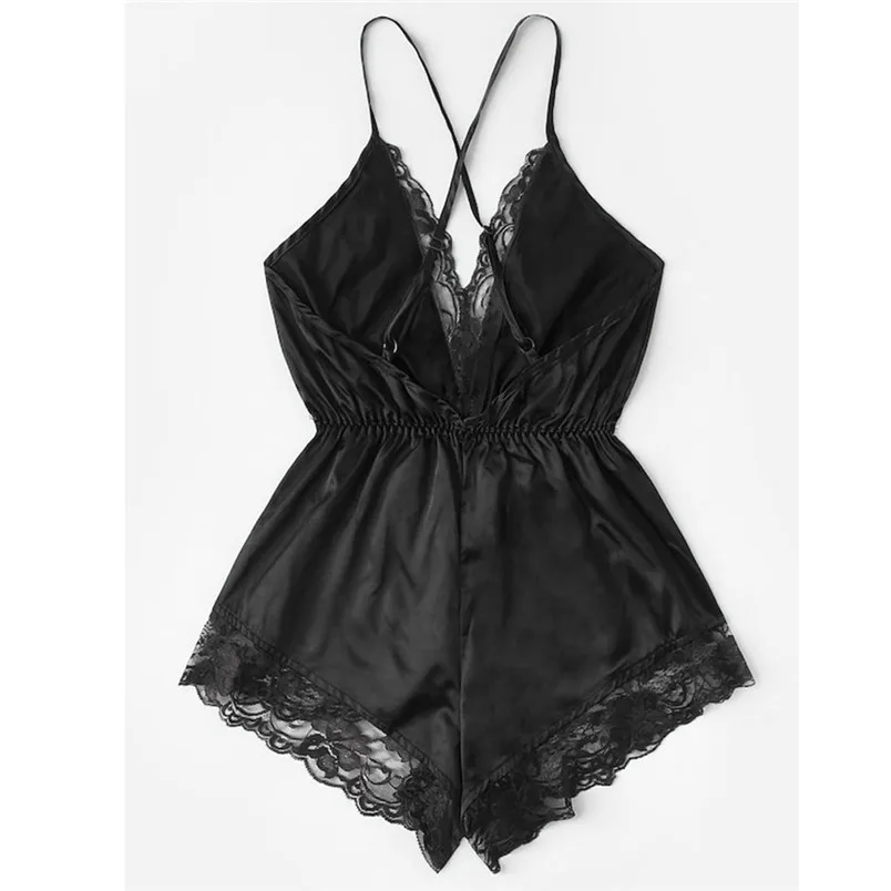 Fashion Footed Pajama Women Sexy Lingerie Girls V-neck Lace Homewear Romper Underwear Night Pajama Conjuntos De Mujer 40JA15 (21)