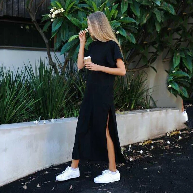 black bodycon t shirt dress