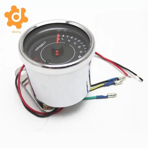 dolity Alloy Motorcycle LED Backlight Digital Tachometer RPM Gauge Dashboard