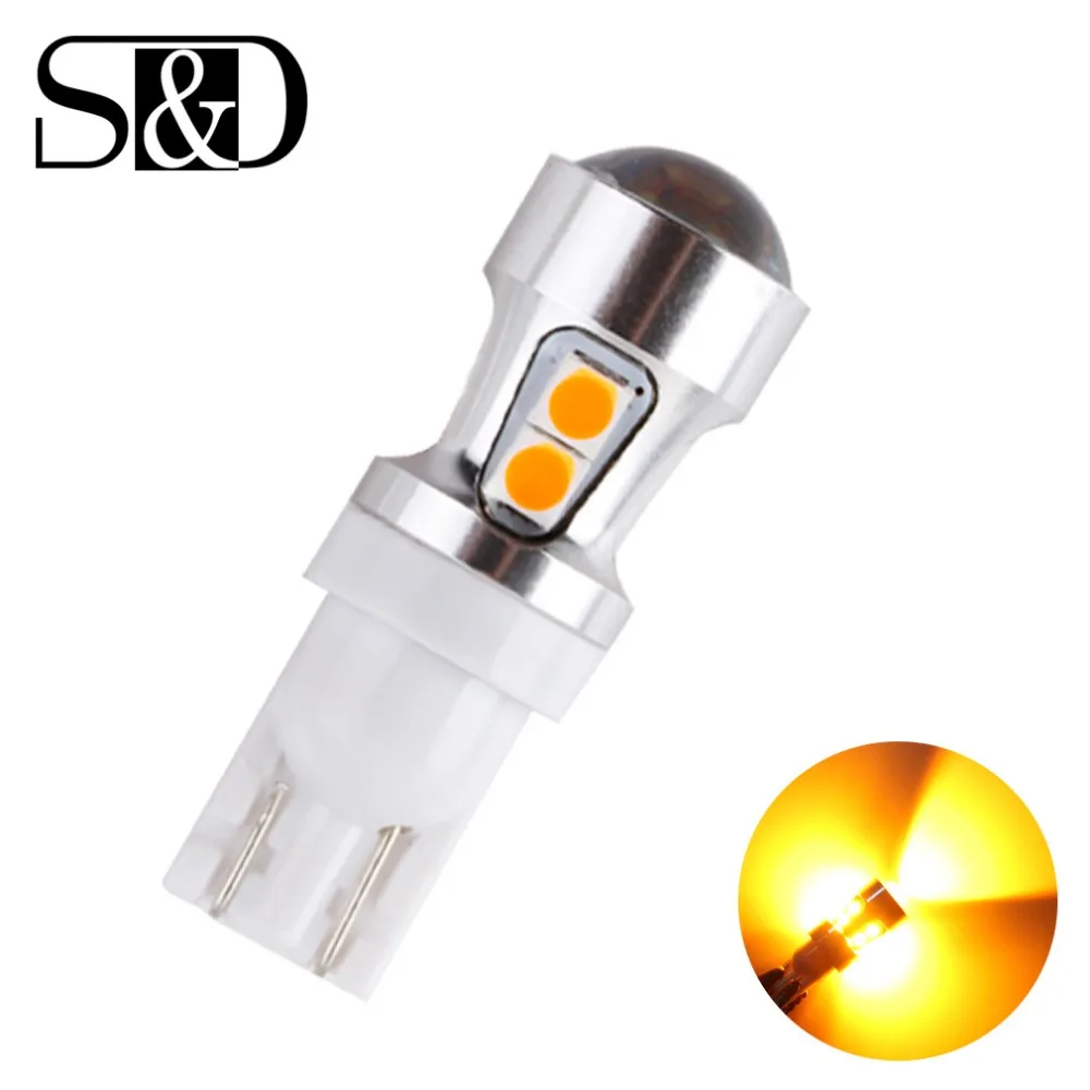 

T10 Golden Yellow Canbus OBC Error Free Bulbs Interior Emitter LED 194 W5W Car lamps External 10-SMD 3030 12V Amber Auto Lights