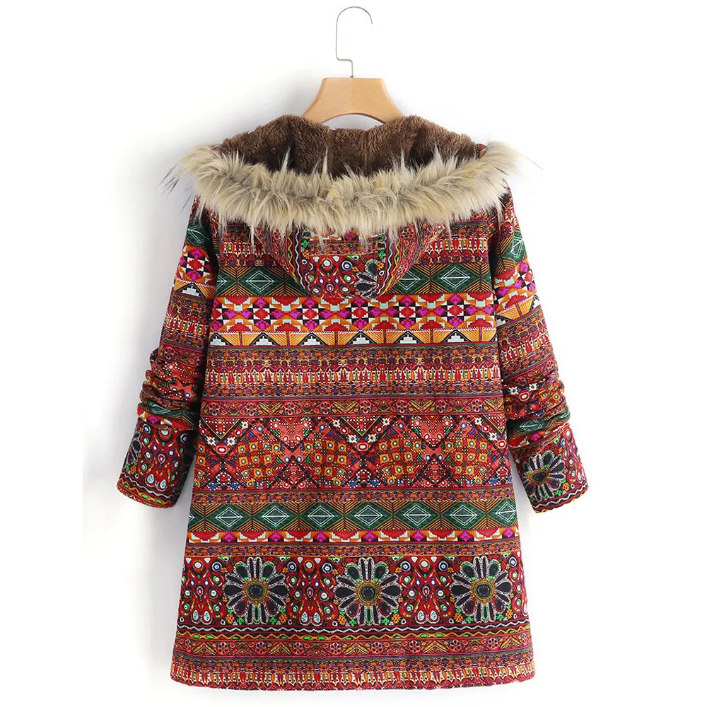 Зимняя куртка размера плюс 5XL, длинное женское пальто, мода, украинский цветочный принт, с капюшоном, женские куртки, парка, Женские топы и блузки