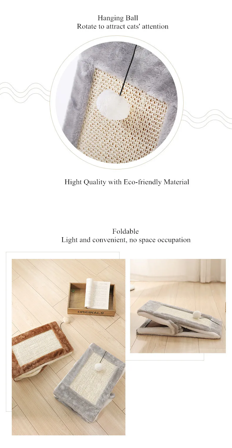 Collapsible Pet Cat House Warm Soft Pet Bed Cute Sandwich Shape Cat Cave Bed Furniture with Scratch Board For Cats House (6)
