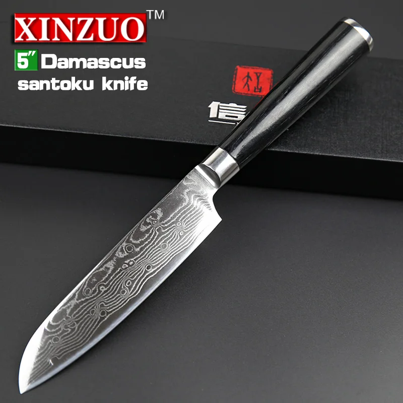 XINZUO 5 &quotдюймов Santoku Ножи японский vg10 Дамасская сталь двойной кованый кухонный нож