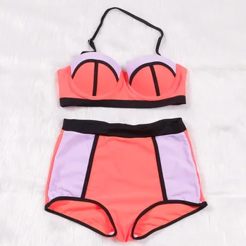 

TCBSG Halter Top Bikinis Dress Female 2019 Sexy Bikini Set Retro Swimwear Women Swimsuit Bathing Suits Printed Floral Biquini