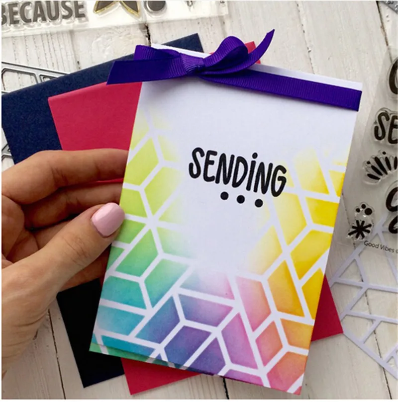 

Gift Deocre Box Polygon Stencil for DIY Scrapbooking Decorative Embossing Paper Cards Crafts Plastic Templates Drawing Sheets