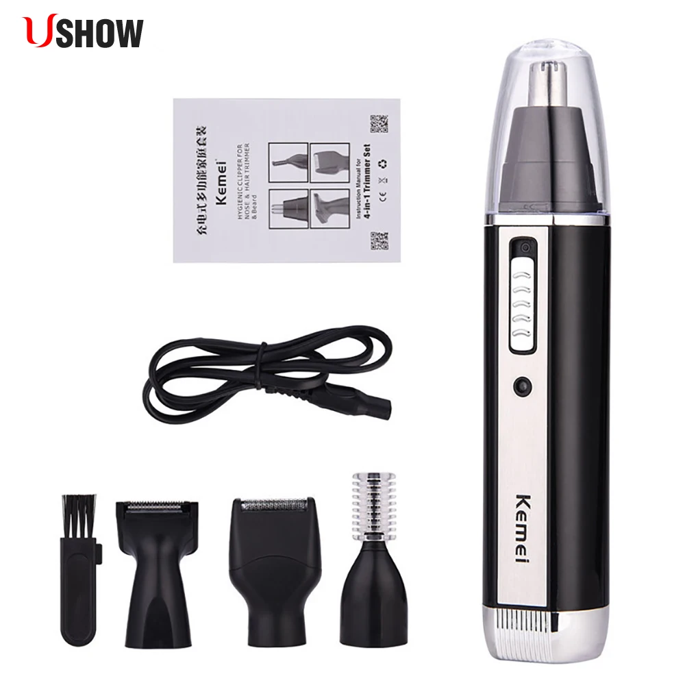 

4 in1 Electric Nose Trimmer Men Rechargeable Hair Removal Beard Eyebrow Ear Trimmer Face Care Shaving Trimmer Hair Nose Clipper