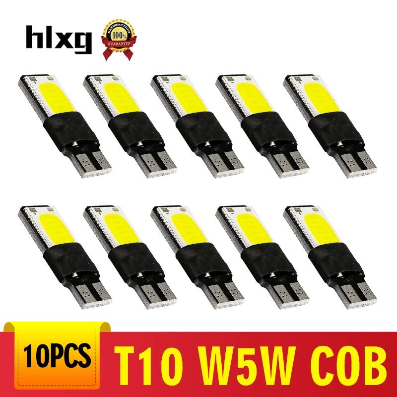 

hlxg 10PCS High power t10 w5w led cob car led t10 5w5 12v t 10 white car light fog Lamp interior light w5w t10