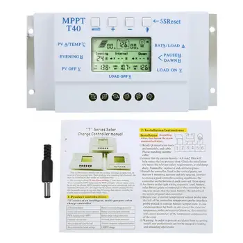 

MPPT 12V 24V Auto 40A Solar Charge Controller Regulator LCD Display for Street Light System With Connector