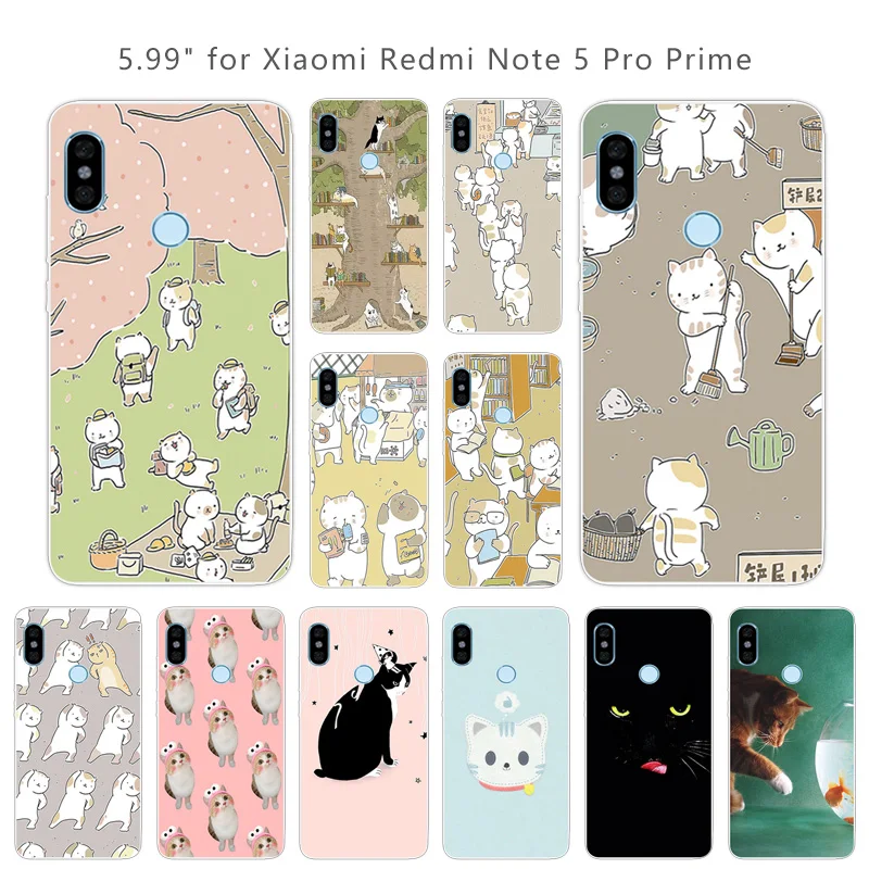 for Redmi Note 5 Pro Soft Clear TPU CuteCat Phone Case 5.99 inch Xiaomi Silicone Coque Note5 Prime |