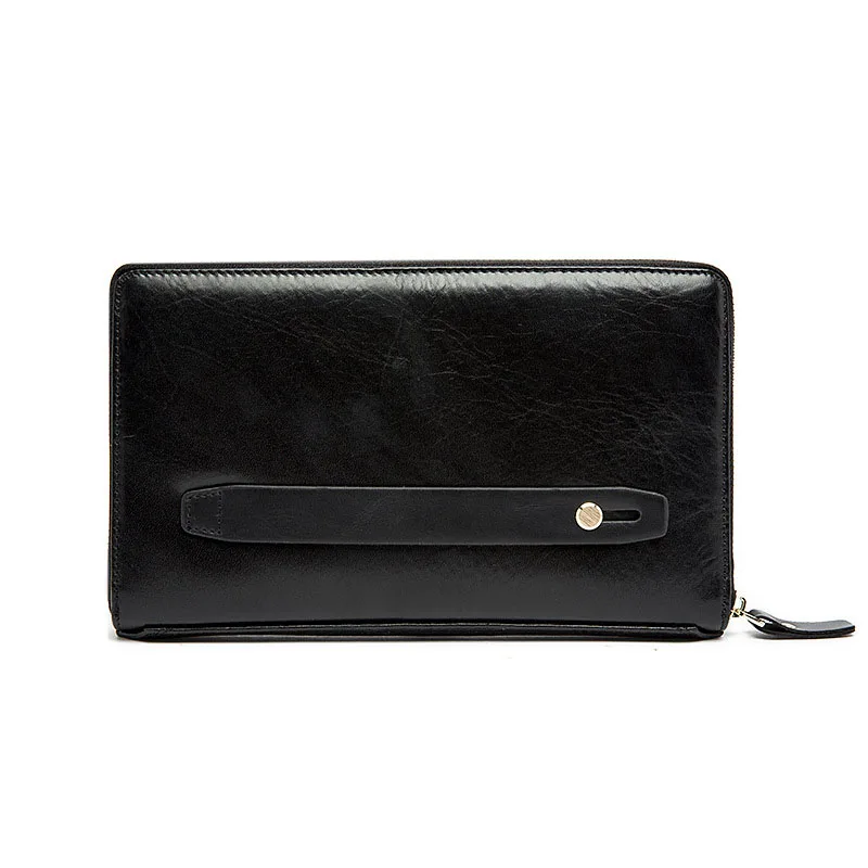 Manufacturers selling fashion leather wallet mens business large capacity Clutch bags unique buckle zipper credit card holder