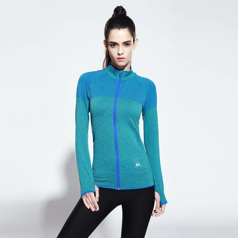

Spring women Sport Gym Yoga Jackets High Elastic Tights Women's Fitness Running Long Sleeve Zipper Jackets Fitness Tennis Top